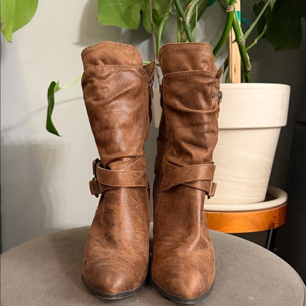 Carlos by Carlos Santana Paisley Mid-Calf Womens 9 Brown Heel Boots Boho - Picture 3 of 7
